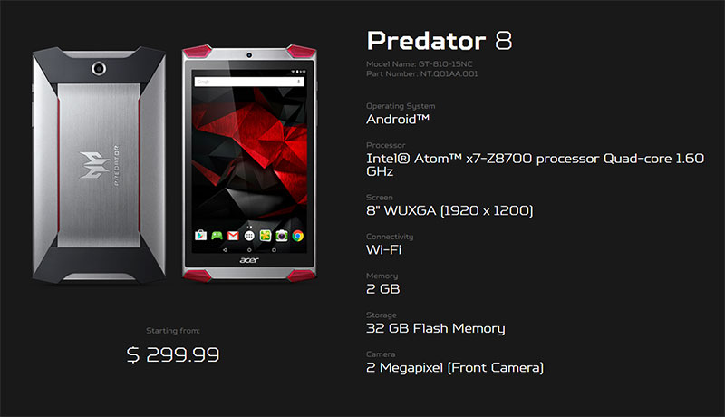 Illustration for article titled The Acer Predator 8 Looks Like A Gaming Tablet But Hasn't Got The Guts